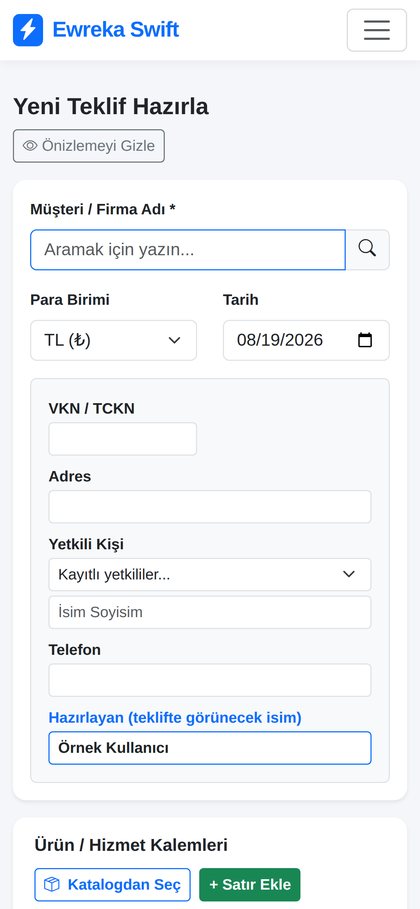 Mobil teklif oluşturma